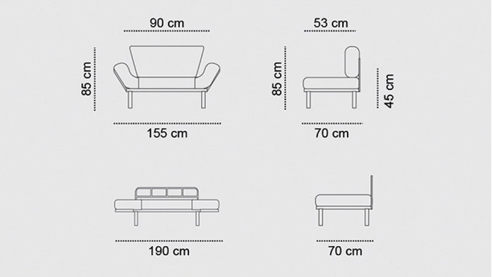 Atelier Del Sofa Sofá-Cama de 2 Plazas Nitta - Azul Petróleo Atelier Del Sofa Sofá-Cama de 2 Plazas Nitta - Azul Petróleo
